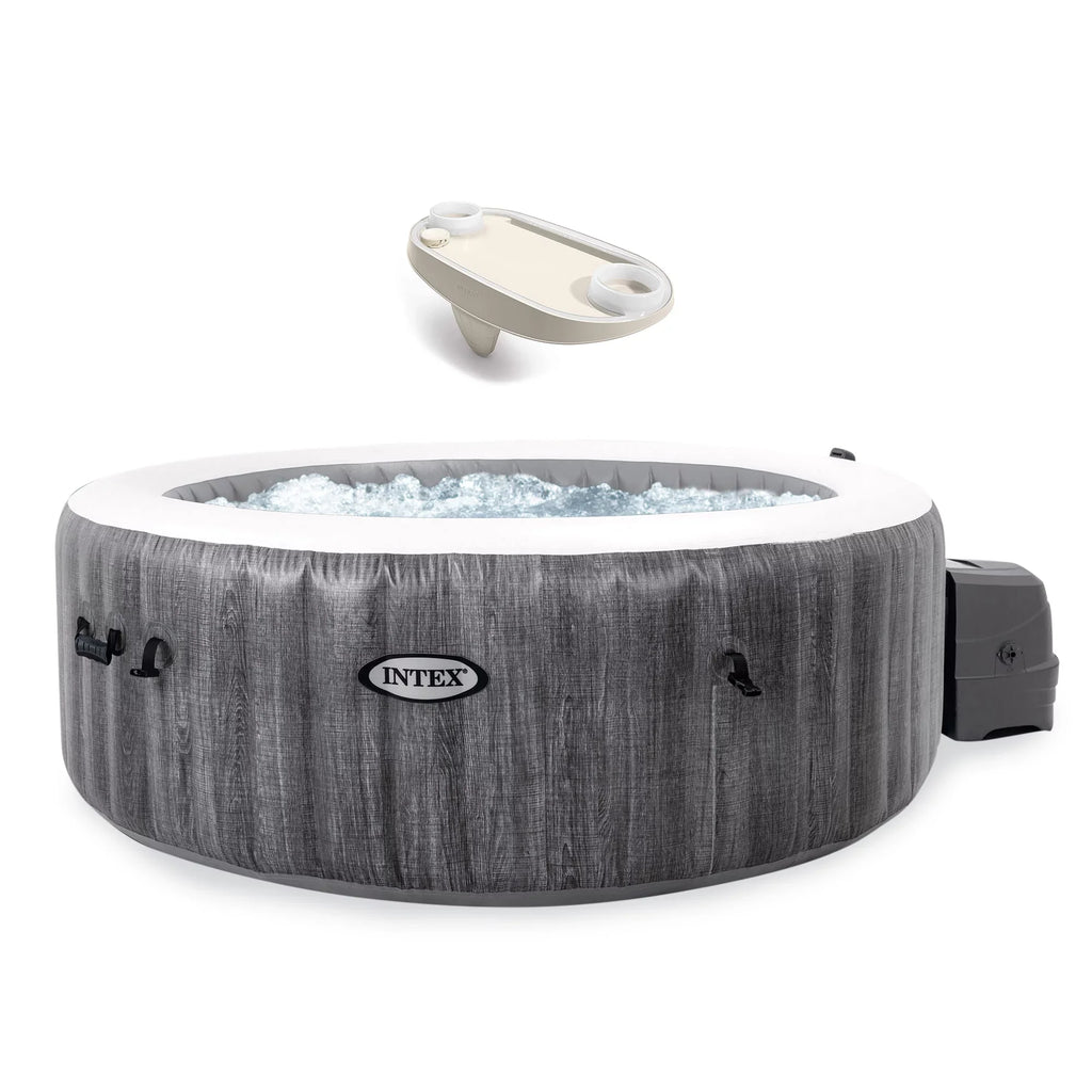 Inflatable Spa Greywood Jet Tub w/ Bubble Hot Intex Accessory Tray PureSpa
