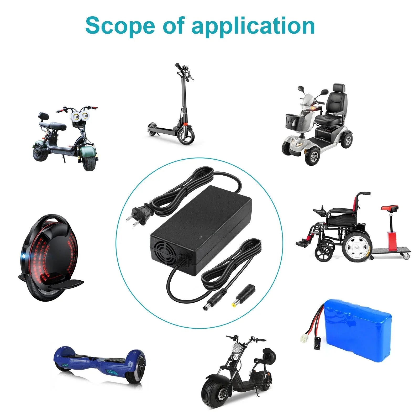 48V Charger 54.6V Scooter for Adapter Electric Battery E-bike Li-ion Bike Power