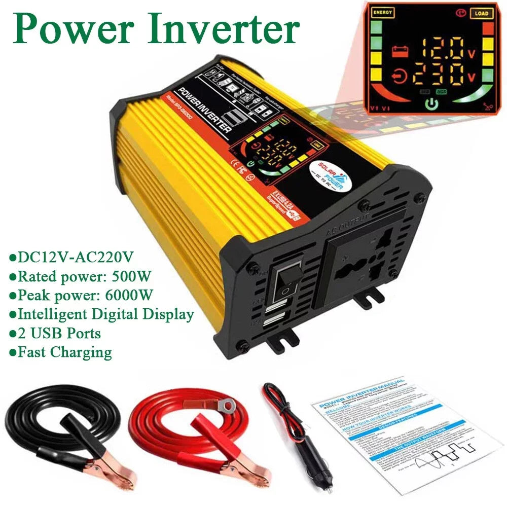 Ports 2 Charging DC12V-AC220V Charger Wave USB ALLTIMES Intelligent 500W Sine Car Adapter Power Inverter Modified Fast Digital 6000W Reted Display Converter Auto