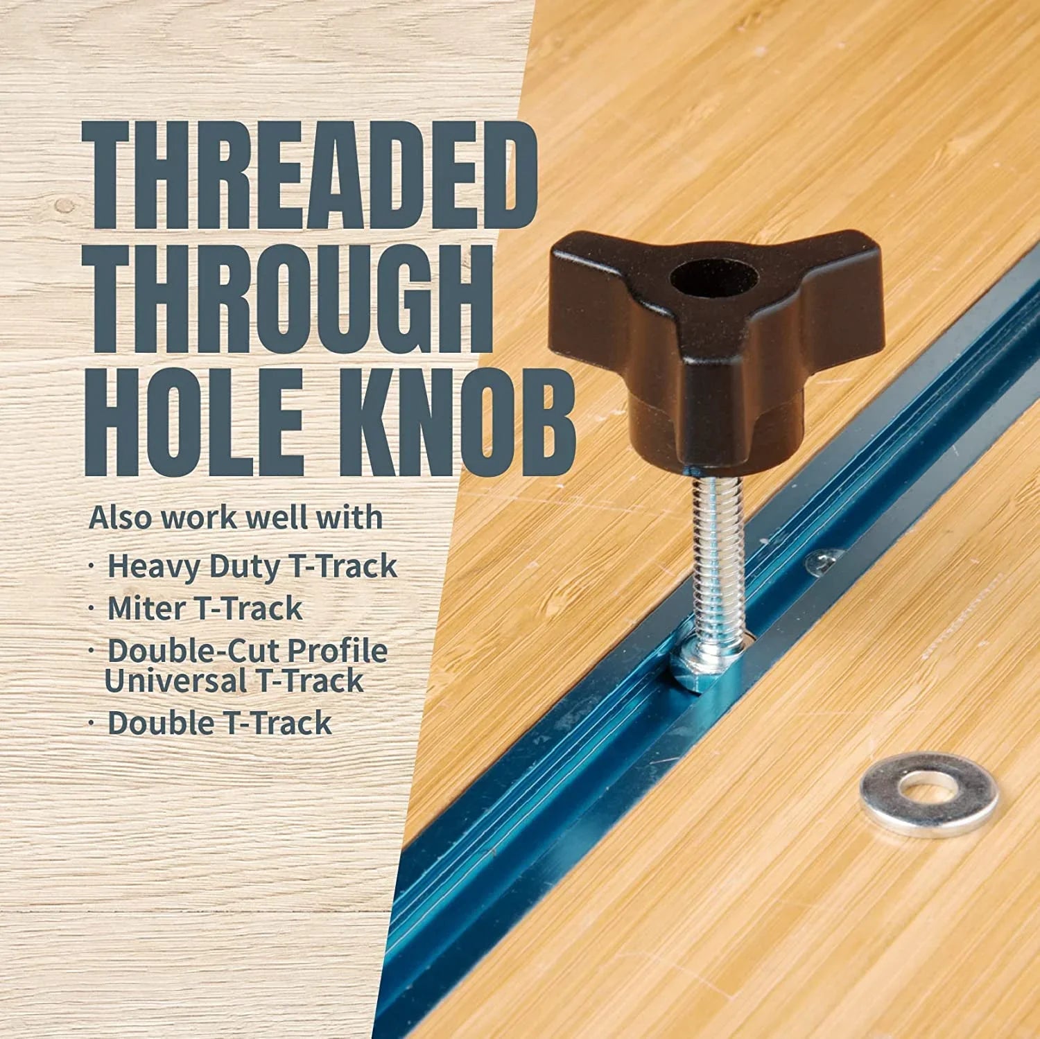 Track 1/4-20 (71846) Kit x Hold 2x5-1/2" 10) Track Fixtures and w/Hold Kit, Down of Clamps, T Hex Washers, Accessories POWERTEC Track for T L Bolts Clamps, Down 1-1/2" and Woodworking Jigs Knob T (Set