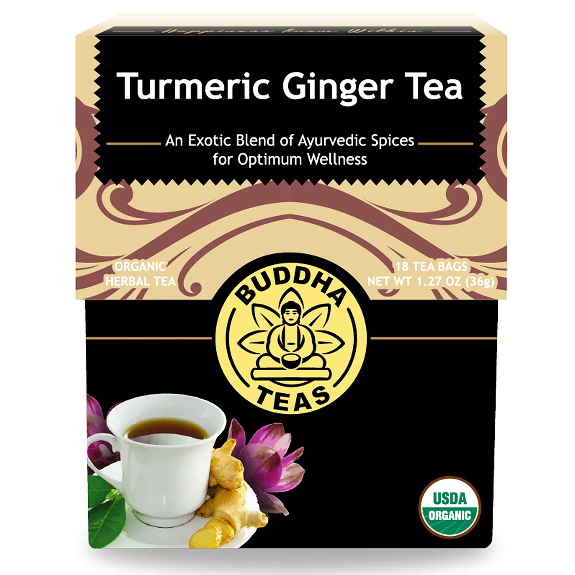 Detox Organic Antioxidant Boxes Herbal Tea 3 Teas Turmeric Bags Ginger Drink Buddha