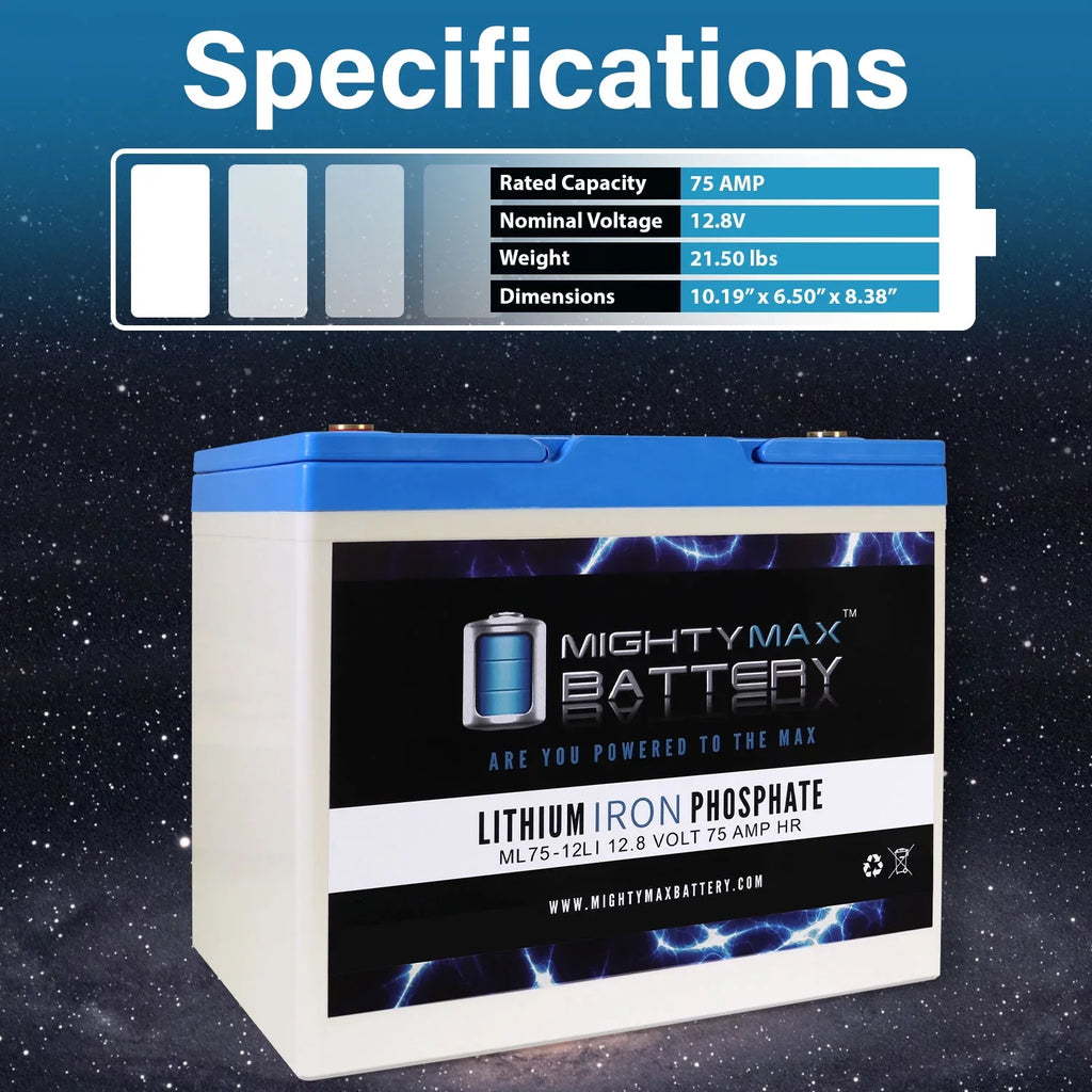 BW 75AH Way Replacement Battery 12V Group for Bright EV24 Lithium Z