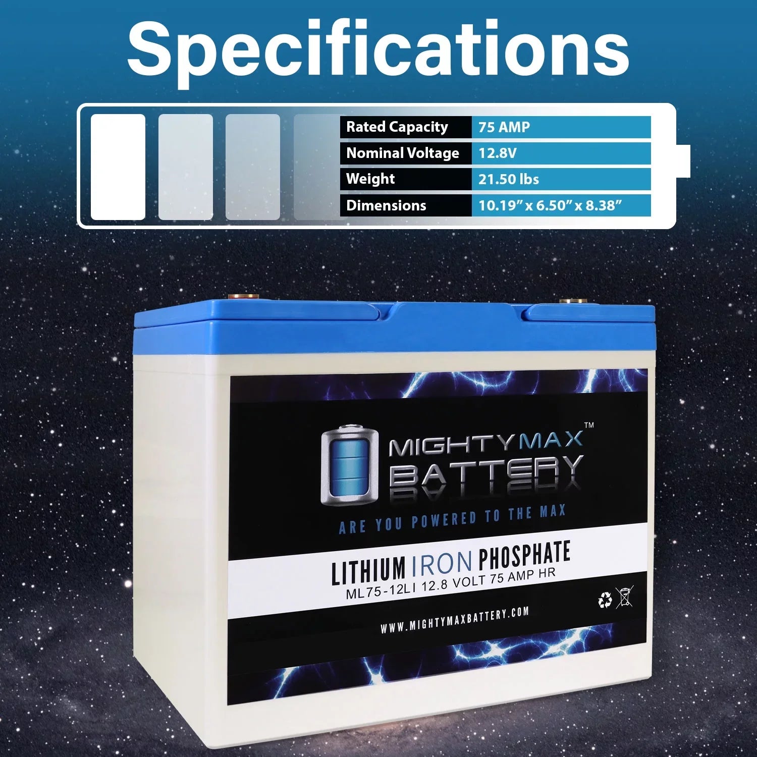 BW 75AH Way Replacement Battery 12V Group for Bright EV24 Lithium Z
