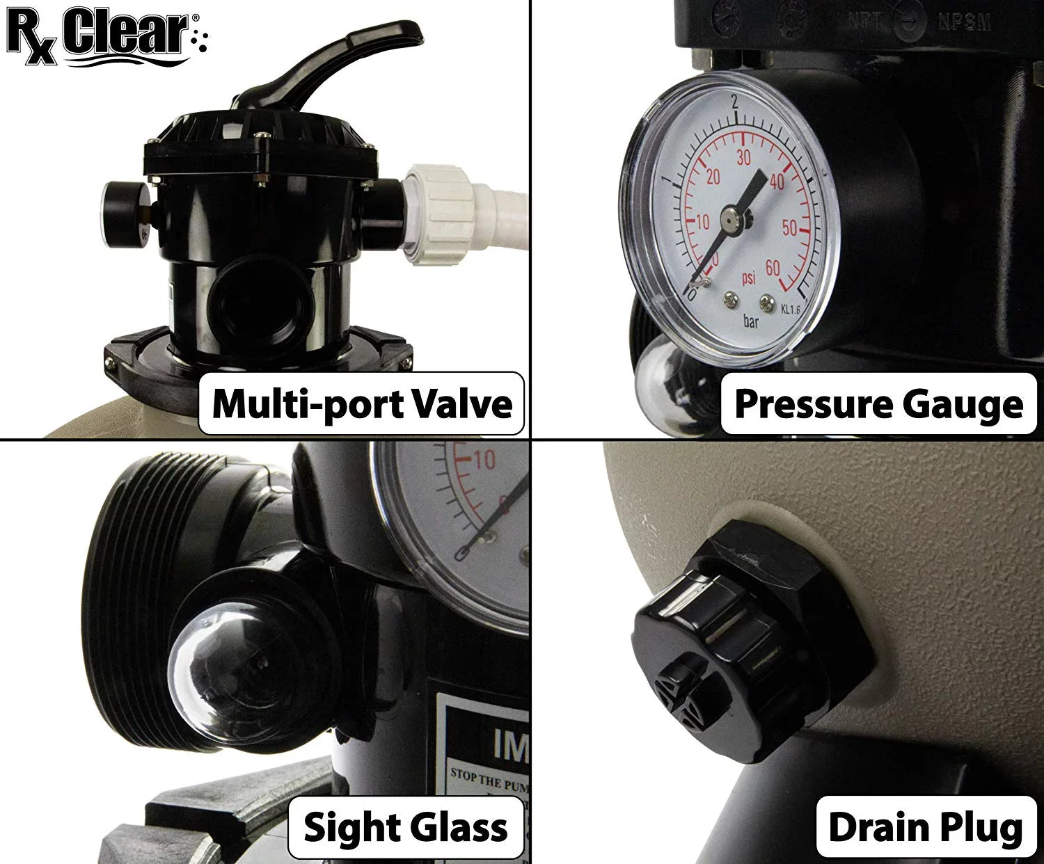 Clear Sand Extreme Radiant with Rx HP 19" Above-Ground Force Filter 1 Pump Pool