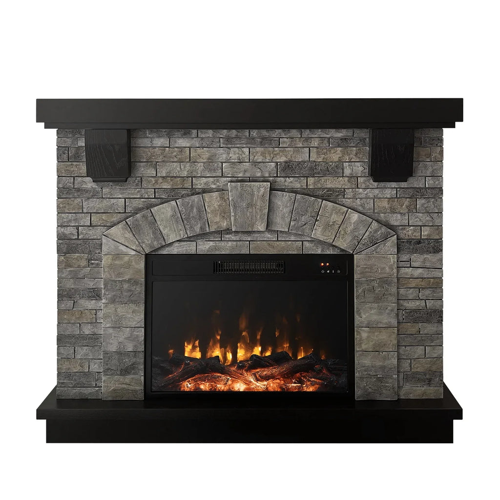 Infrared with Gray Freestanding, Mountain Stone 45" Mantel Cloud Fireplace Electric