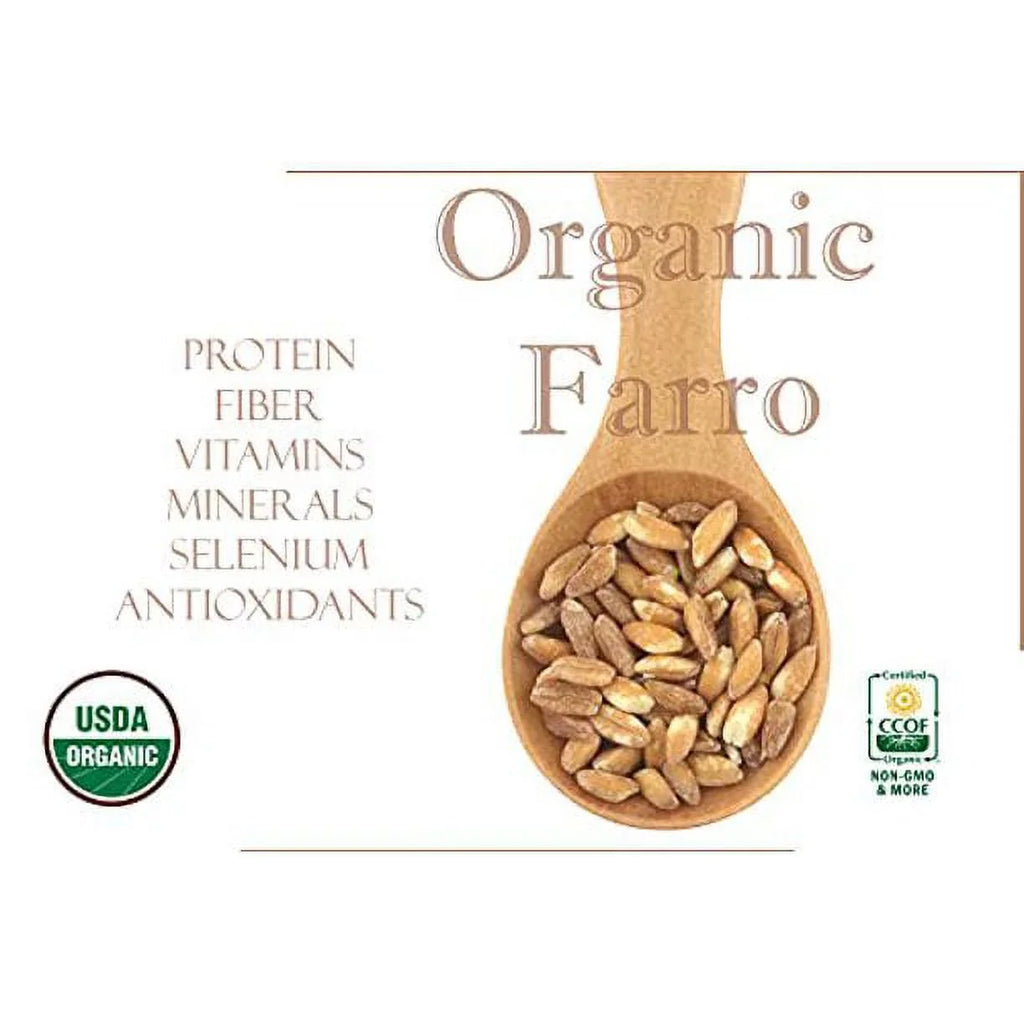 Organic - Pearled Rich, (7LB) Italian Raw, Fiber Vegan, Protein, Farro Kosher Non-GMO, Bulk,