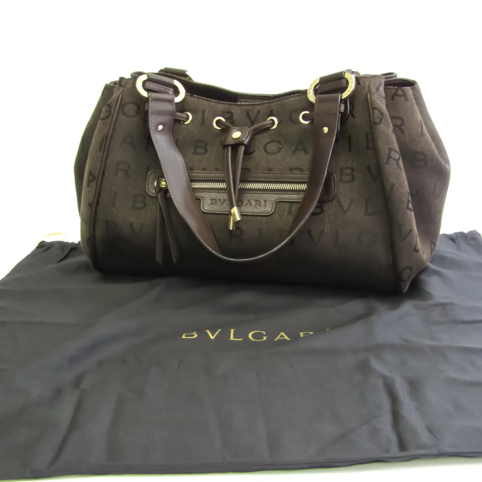 Women's Bvlgari Pre-Owned Logomania Bag Handbag,Tote Canvas (Good) Brown