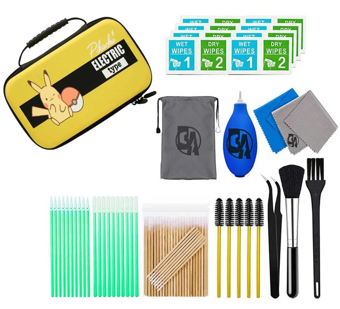 New Bundle Nintendo - Switch - or Model, Nintendo Kit Bolt OLED Lite Type Pikachu for Switch Axtion Nintendo Like Electric Switch - With PowerA Cleaning Protection Case Manual