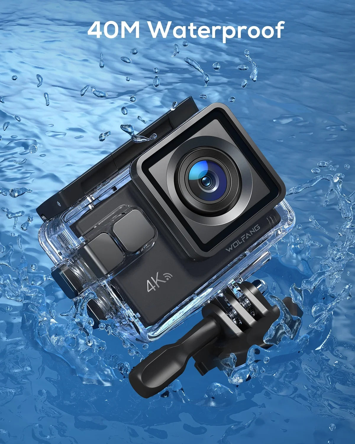 40M Cam Camera Action Action Camera 20MP WOLFANG Video Stabilization Underwater WiFi 4K Waterproof Camera EIS 170�
