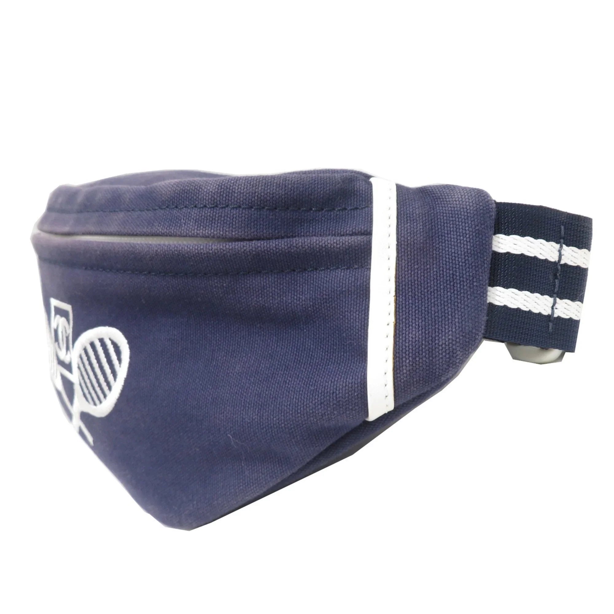 Sportsline Waist (Good) Navy/White Pre-Owned Body Canvas Women's Bag Men's