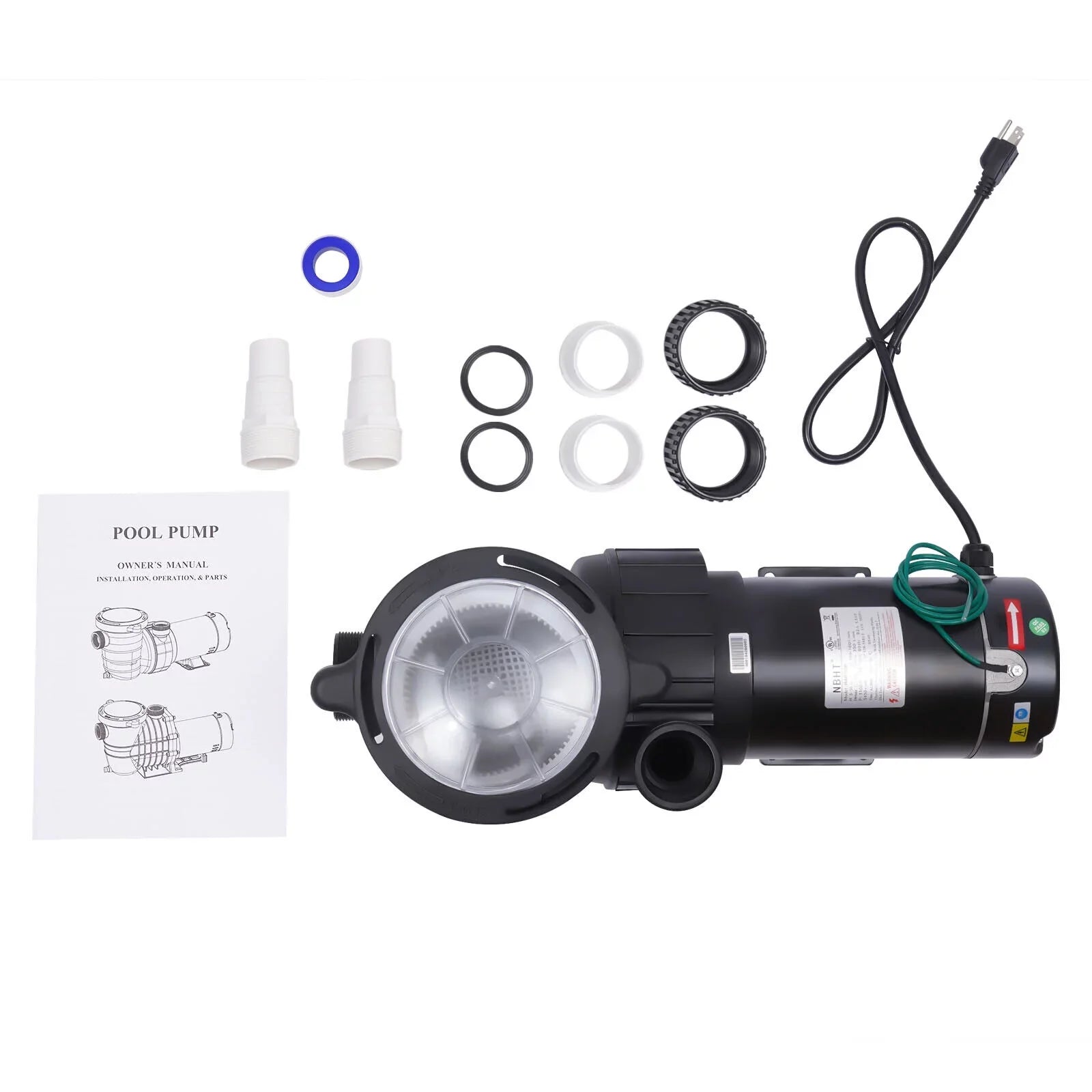 W 1.5HP Pump Ground 1100 92GPM Above Swimming 3450rpm SPA Pool Filter w/Strainer