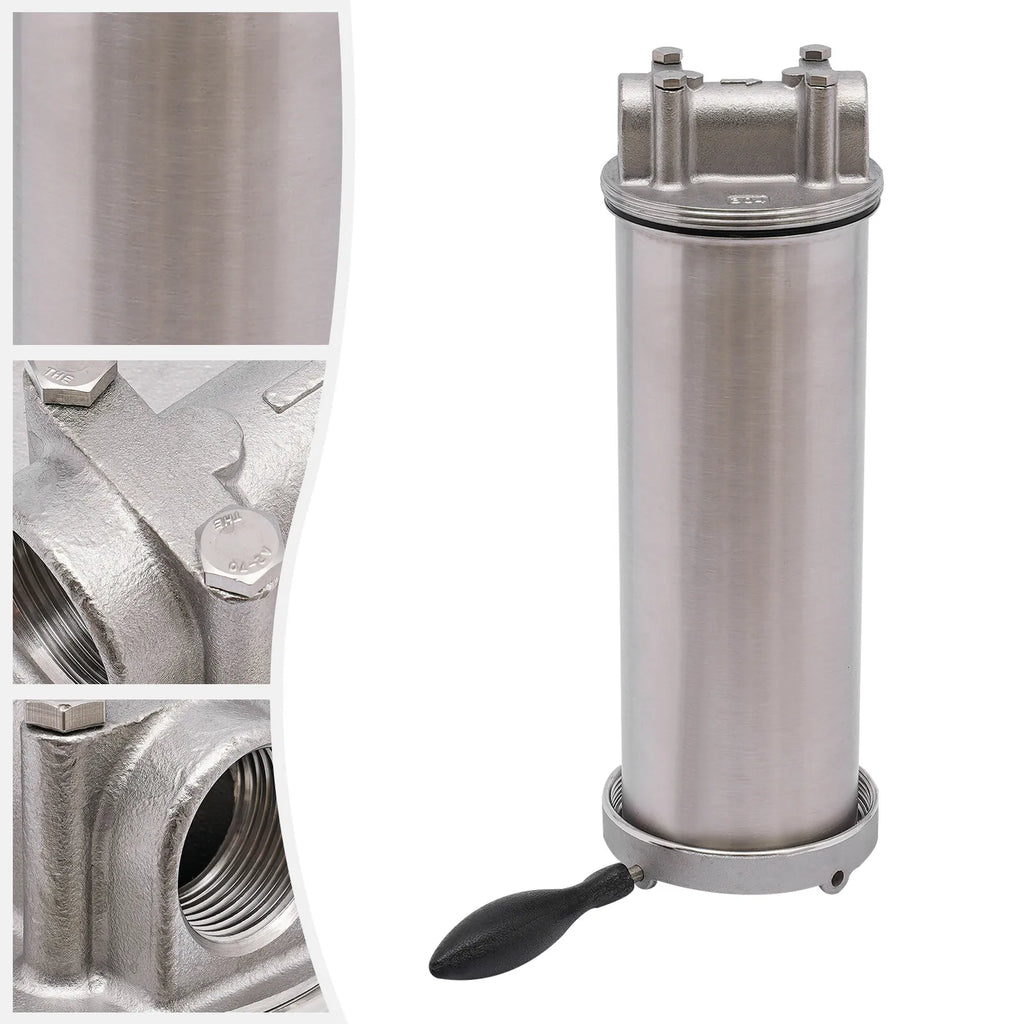Steel 3/4" liquid Filter Housing thread outlet R inlet Stainless Cartridges 10" &