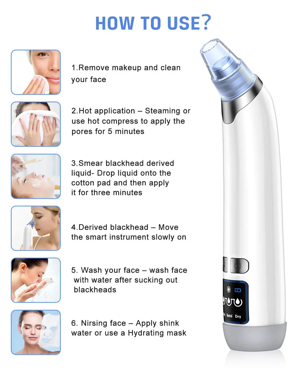 Vacuum Electric Remover Women Pore Sucker Nose Pore Blackhead Blackhead Remover Suction Vacuum Rechargeable Pore for Face Blackhead kit Men Facial Face Ansten USB Cleaner Pimple Cleaner