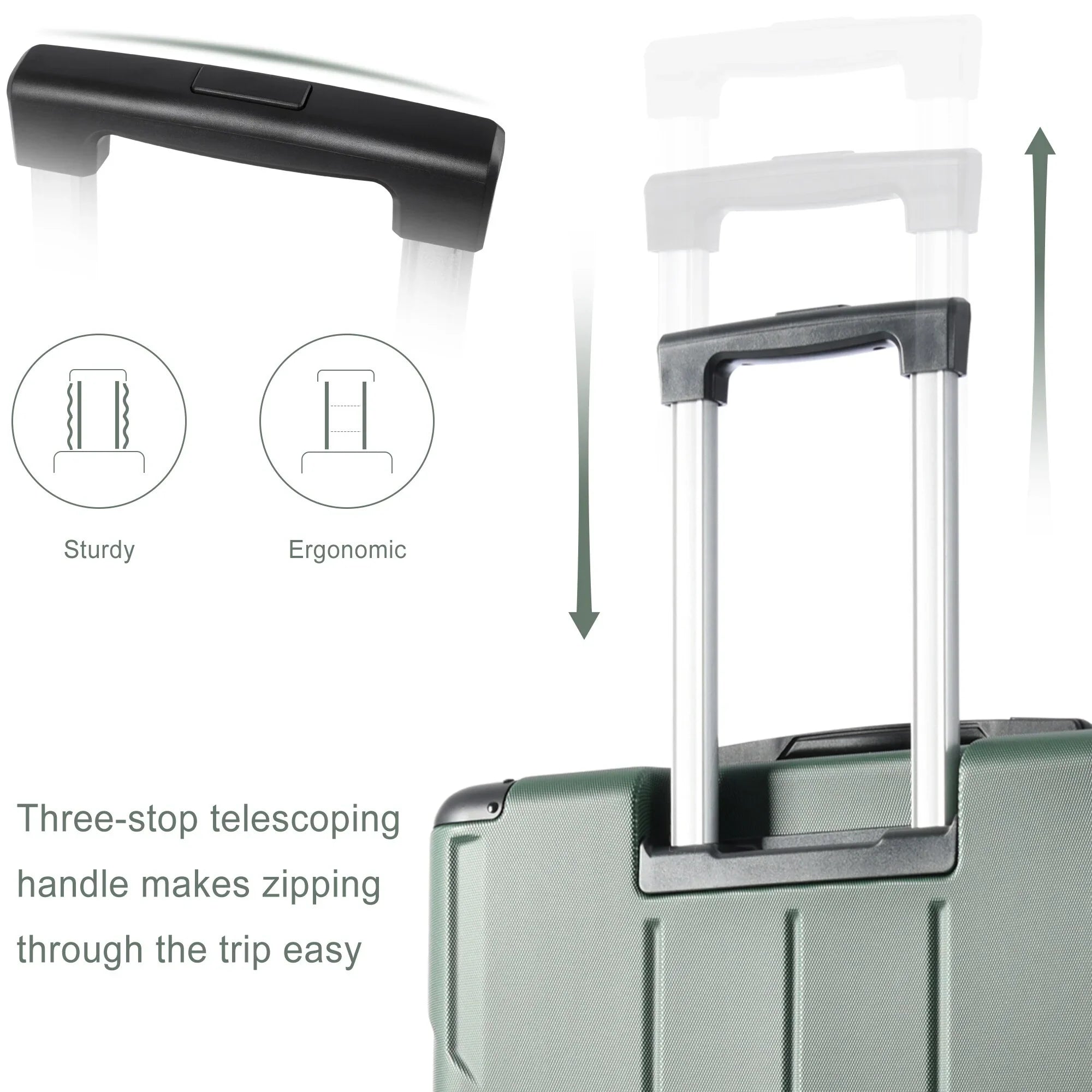 Expandable 24'' Hardshell Carry ABS Luggage TSA with Lock On Suitcase