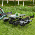 Set Folding BBQ, Set Black/Gray and Chair Camping, 5, Party, Indoor, exterior of Picnics, exterior for Beach,Backyard, Table Patio,