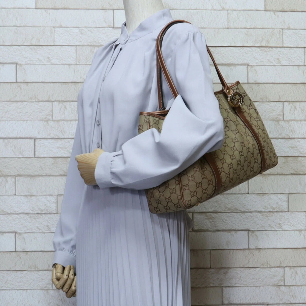 Pre-Owned (Fair) Bag Canvas GG Twins Tote Ladies Beige