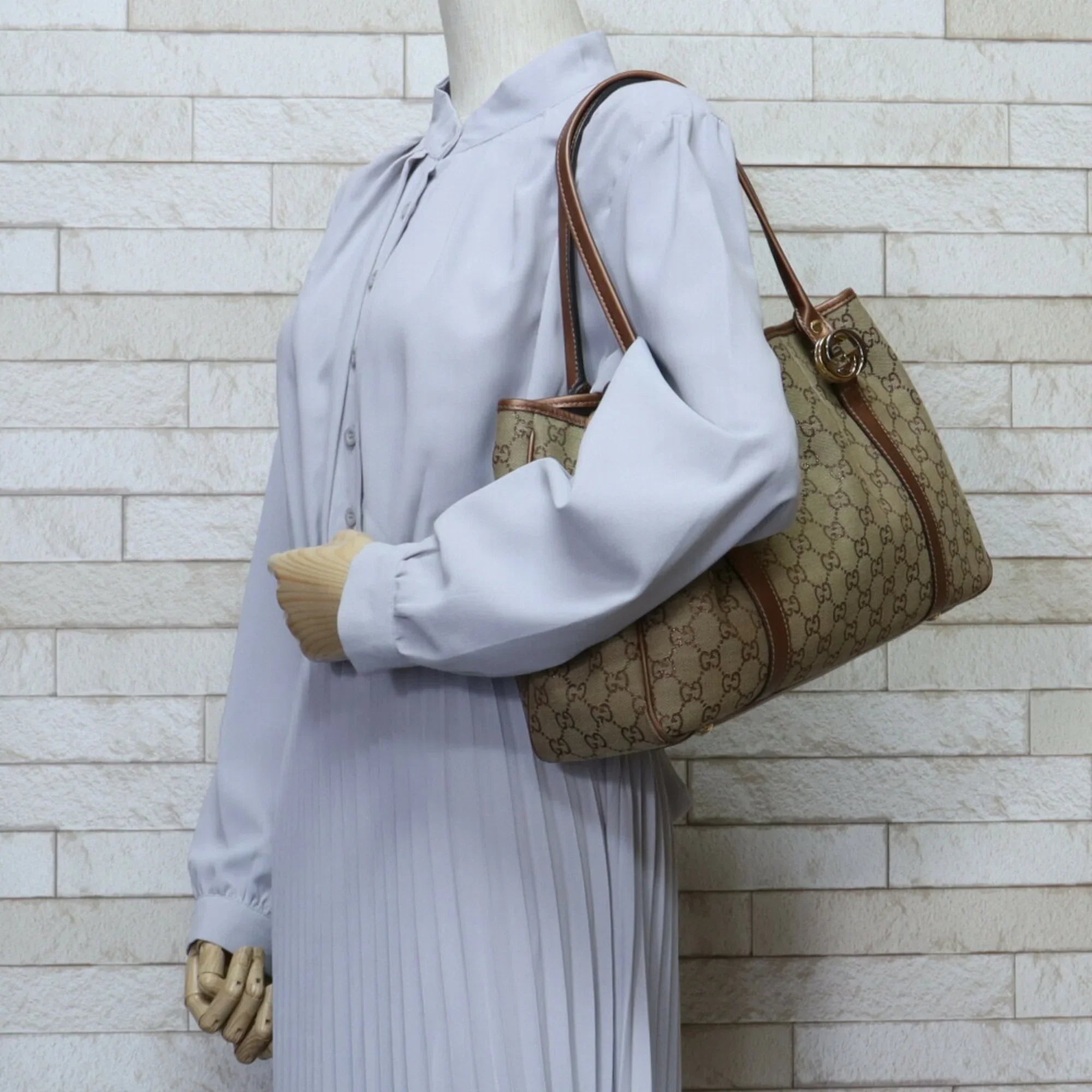 Pre-Owned (Fair) Bag Canvas GG Twins Tote Ladies Beige