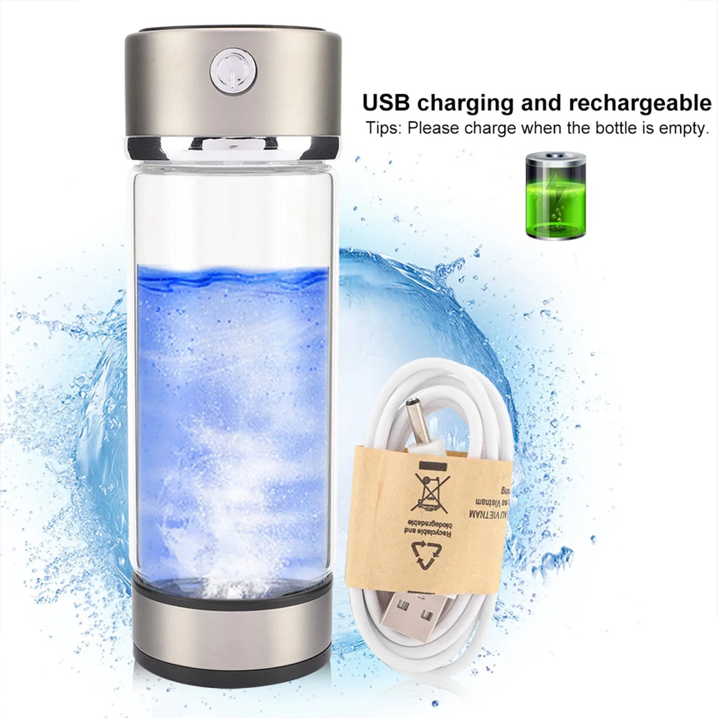 Dekaim Filter Bottle, Rich Hydrogen Charging Purifier Lonizer Hydrogen Bottle USB Glass Cup liquid Portable