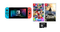 Nintendo of Switch Membership Breath Nintendo Online the Zelda: Wild Red Mario Neon Switch /The Blue Bundle: of 32GB 8 Deluxe Nintendo and Switch Console and with Joy-Con, Months Legend 3 Kart