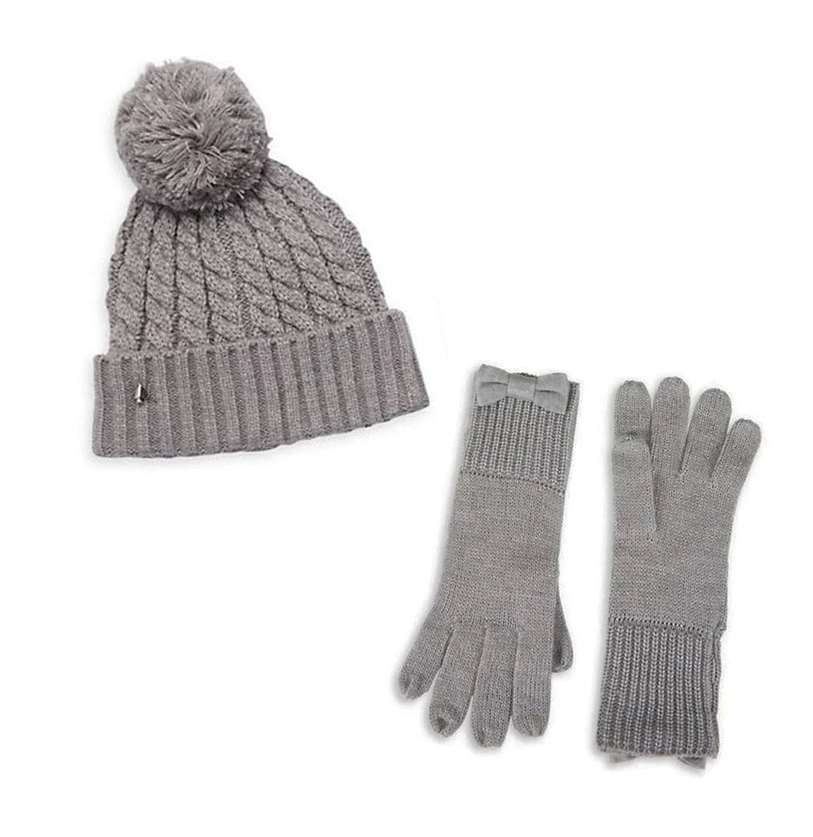 Beanie York & Kate Accessories Gloves One Gray Set dimension Spade Women's New Cable Heather