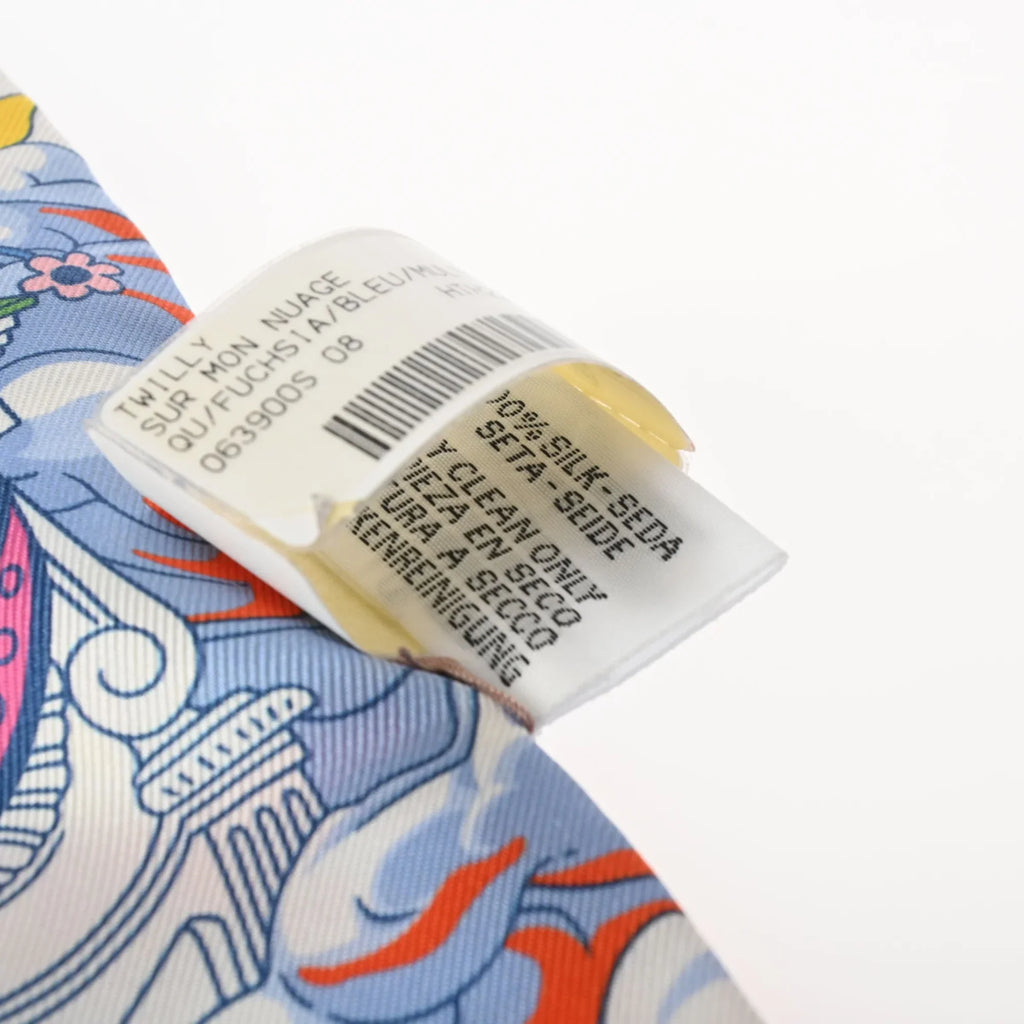 Pre-Owned Pink/Multicolor MON Women's Muffler 100% Silk Twilly (Good) NUAGE SUR HERMES Scarf 063900S