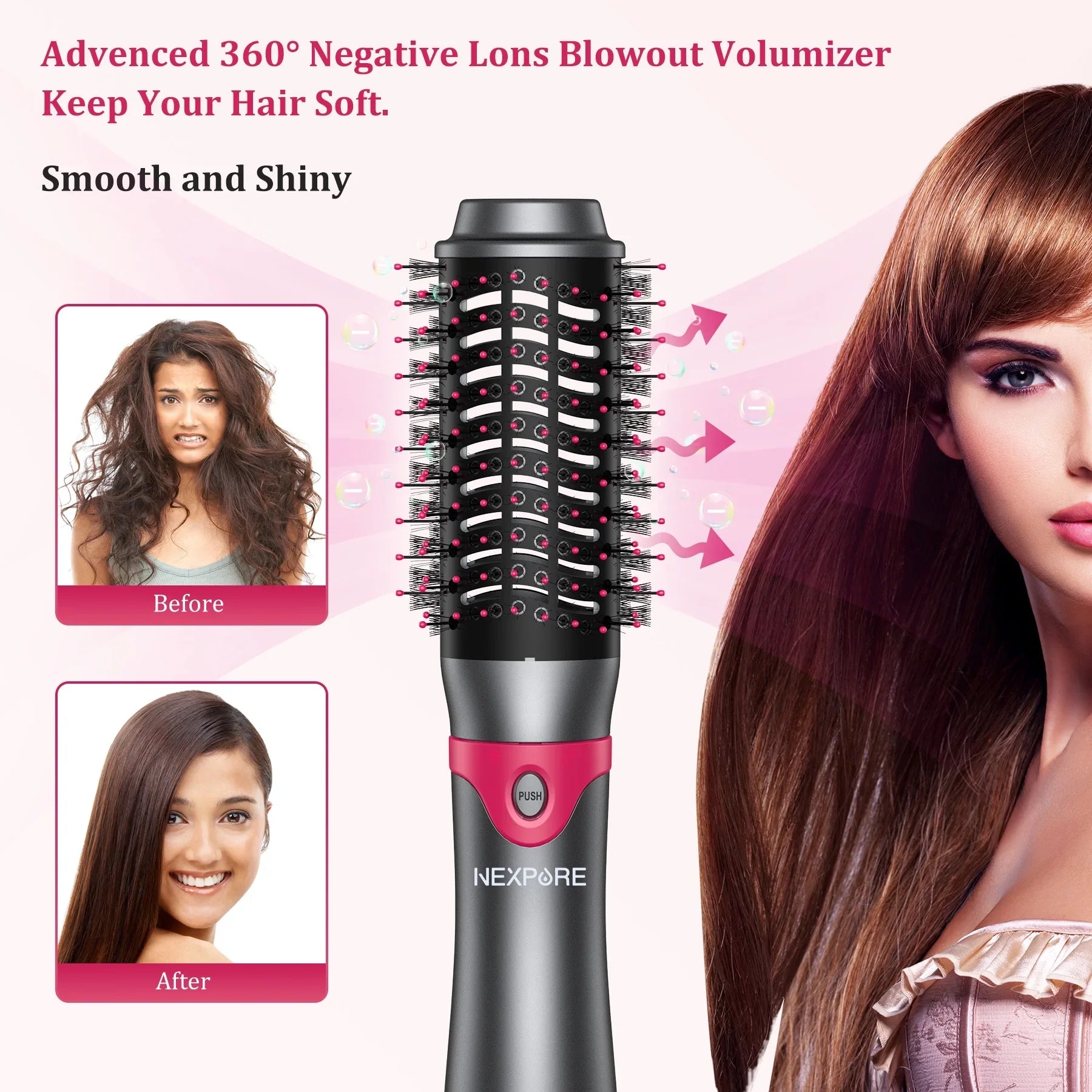 Suction Curler Styling Air Hair NEXPURE Multi-Head Multifunctional in Hot Dryer Ion Women Salon 5-in-1 Comb,Negative Tool, 5 Detachable for Hair Automatic 1