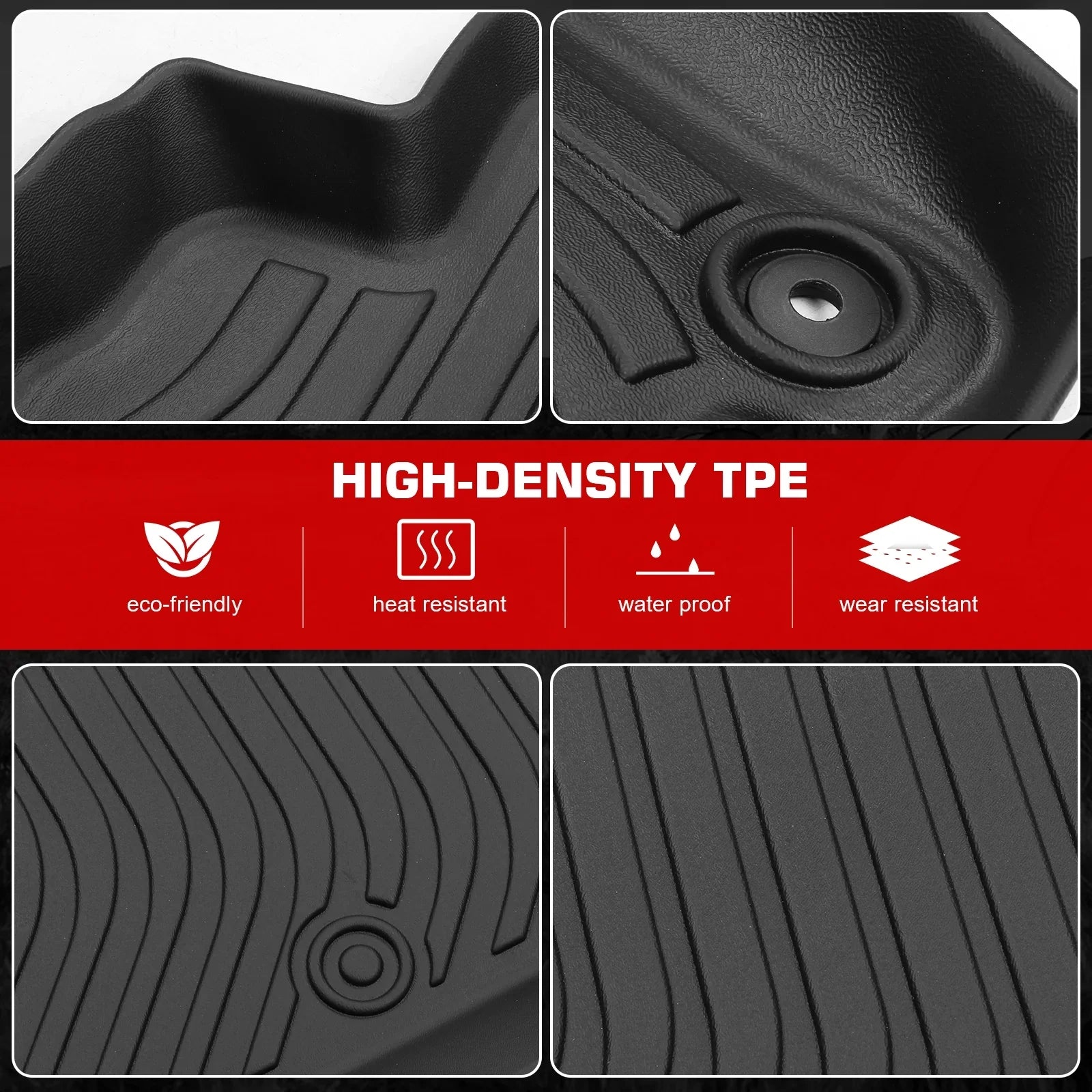 With 2nd Toyota Floor Mat climate 2023-2024 Motorsports Liner Protector , Plastic All Front TPE Prius Black Carpets 1st Ikon Row Mats 3D & Thermo 4PC Trunk Rear Compatible Molded Elastomer Pad