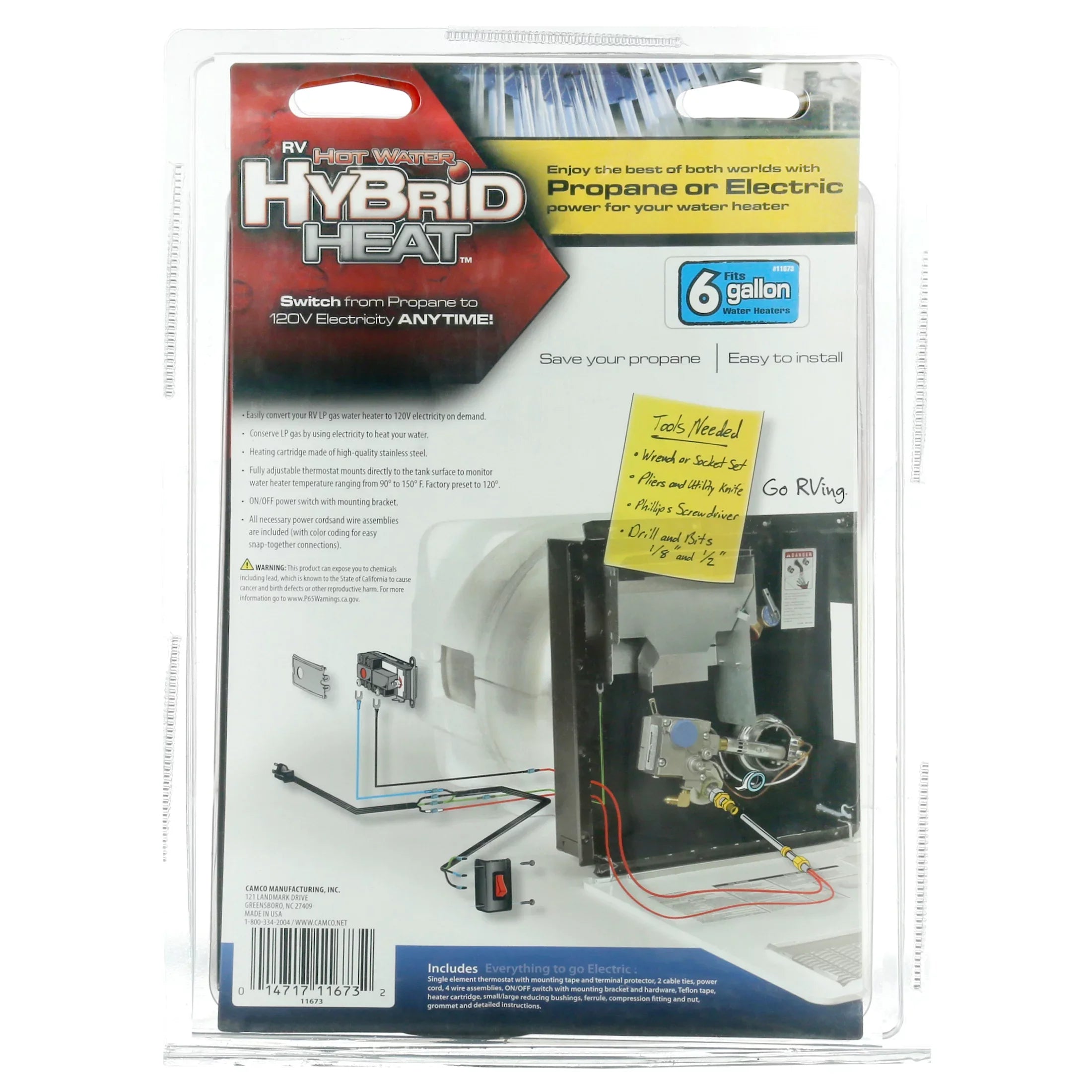 to On 6 liquid - Camco Electricity gal. RV Converter Heaters Heater liquid 11673 Gas 120V Converting Demand for LP