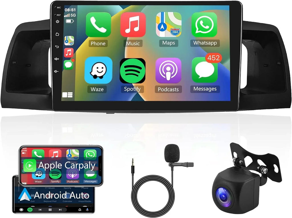 Rimoody Mirror Android Radio ex for Camera Car with Carplay, Backup 9 1G+32G FM Stereo THONZER Touch GPS Corolla WiFi Car Link Bluetooth SWC Inch Wireless Toyota 2007-2012 USB RCA Screen +