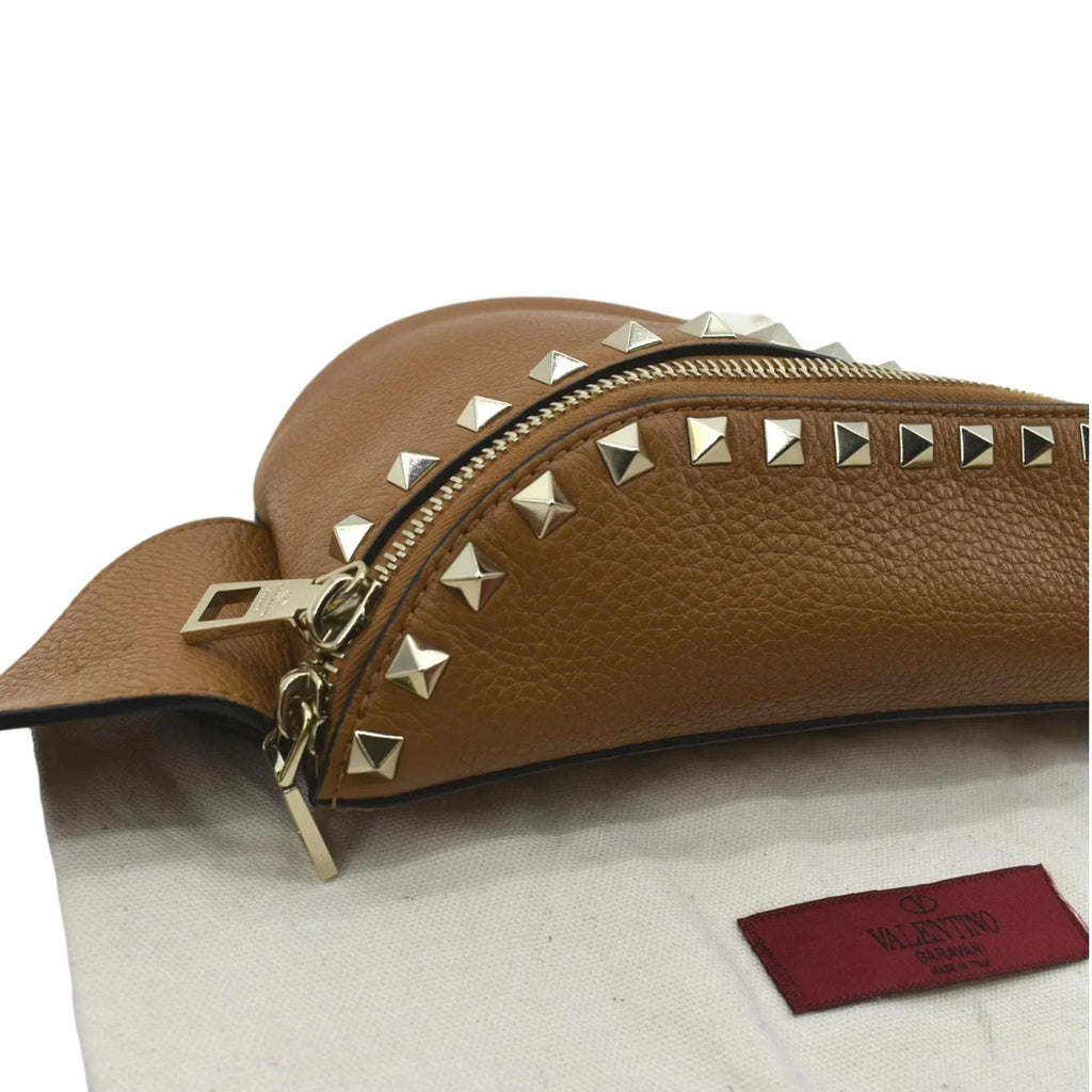 Camel Pre-Loved Spike Belt Bag Leather VALENTINO