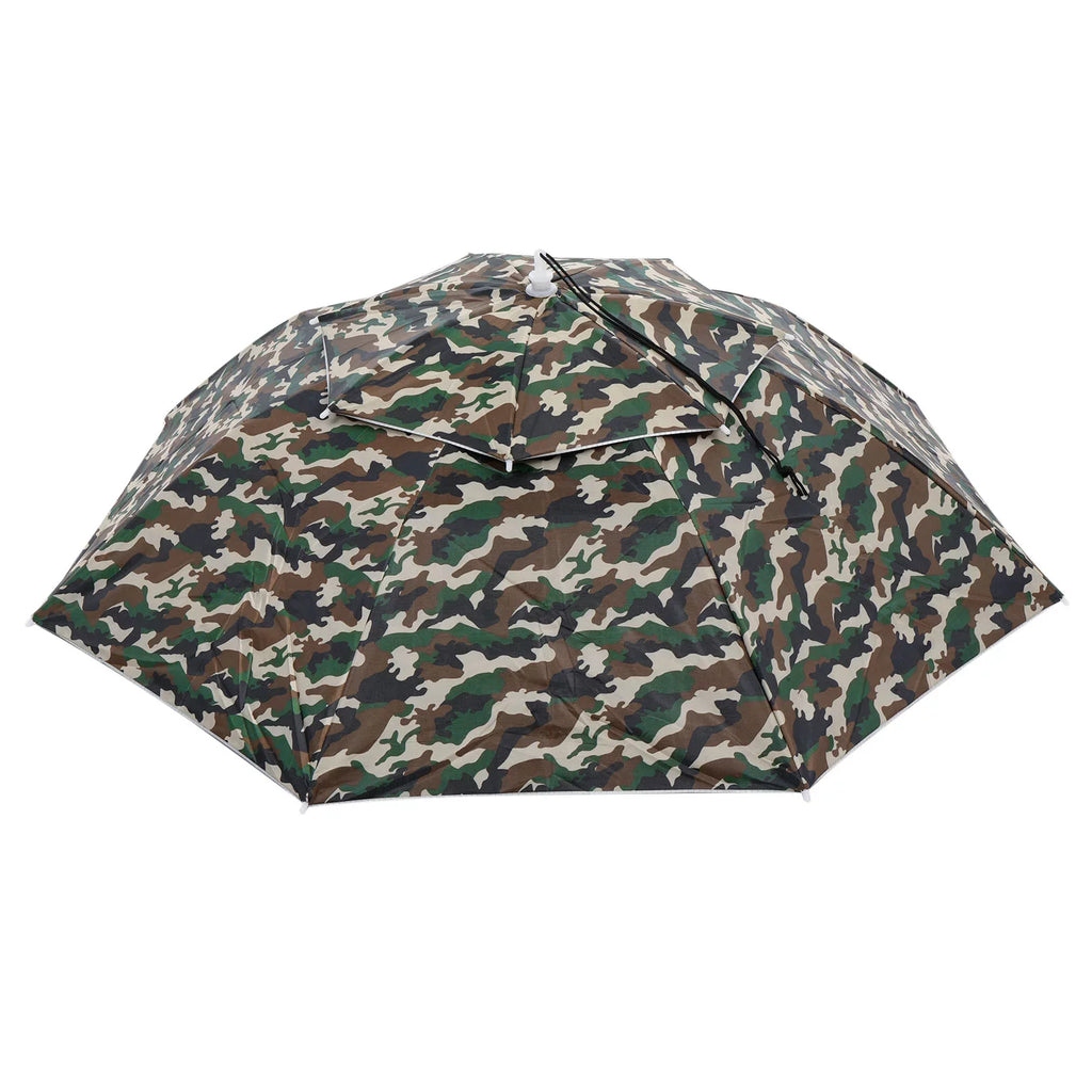 OD Uxcell Double Oxford Fabric Cap with Strip, Head Hat, Camo Layer Folding 37.4" Rain Umbrella Sun
