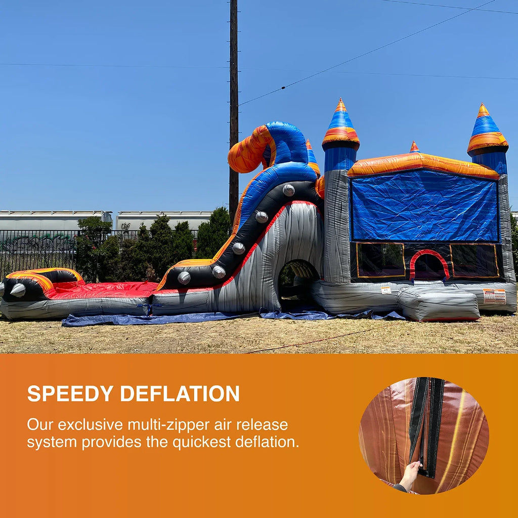 with House Slide Pool JumpOrange Commercial exterior Bounce Splash Inflatable liquid for with Rocker Grade Blower Titan and Adults Kids