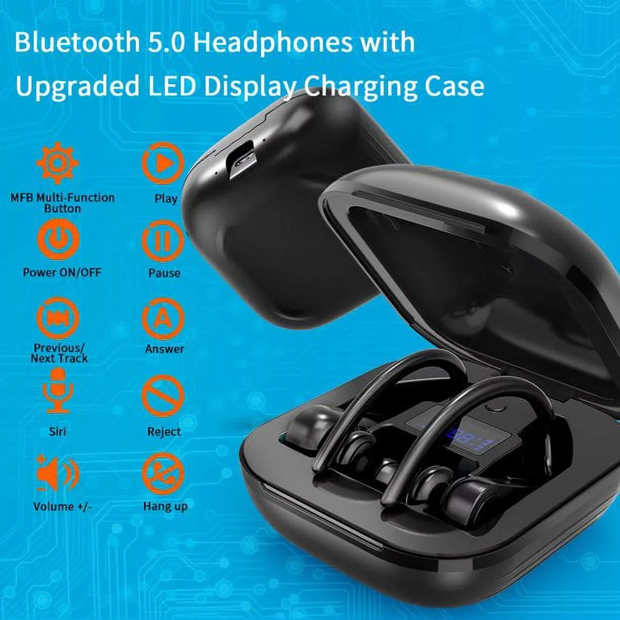 Compatible Pro Earhooks Earbuds Case XR Running with Sport Wireless True Android Mic with in 13 Wireless Max Earphones Headset Ear iPhone XS 5.0 Built-in Charging