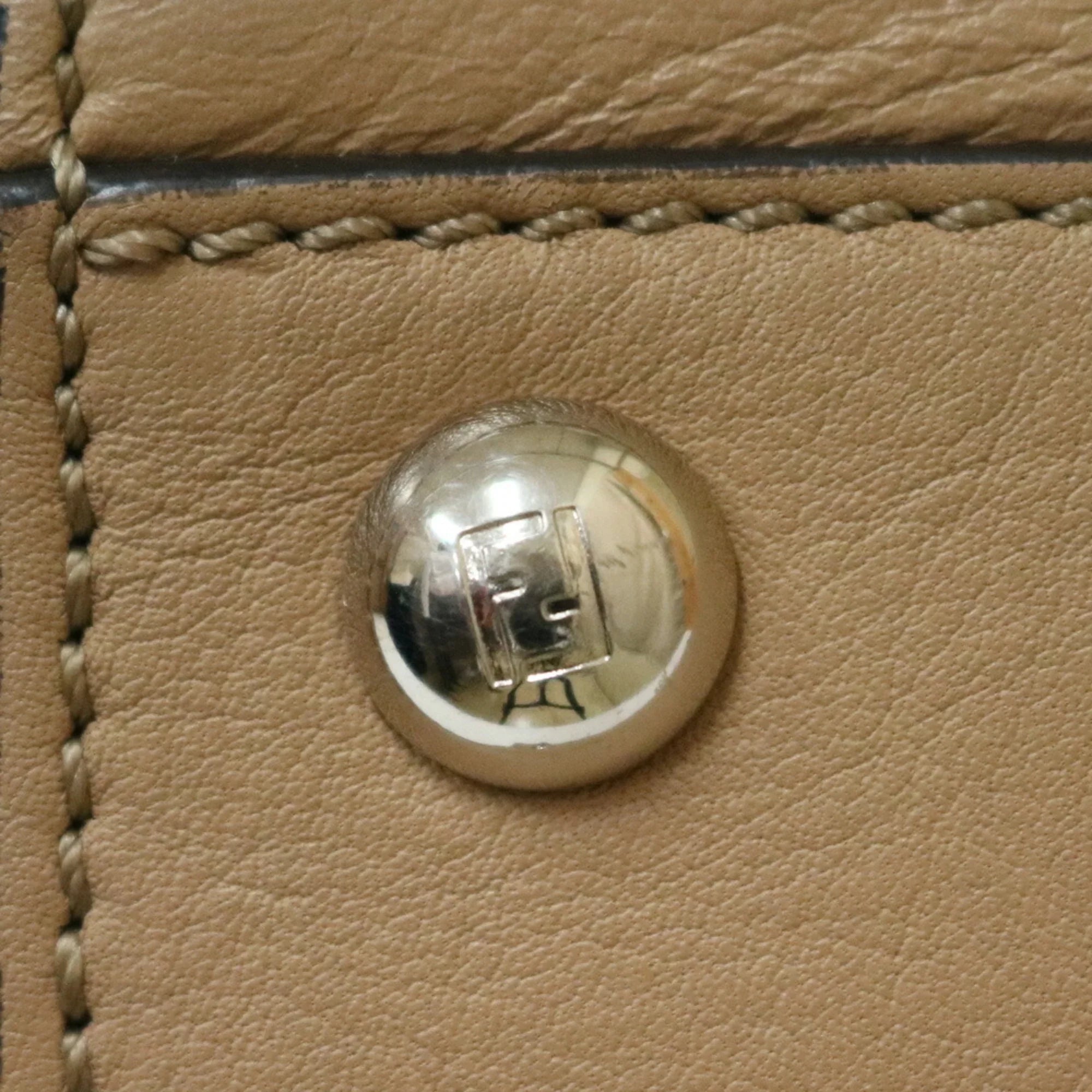Shoulder Pre-Owned Heors Women's (Good) Leather FENDI Trois Bag Beige