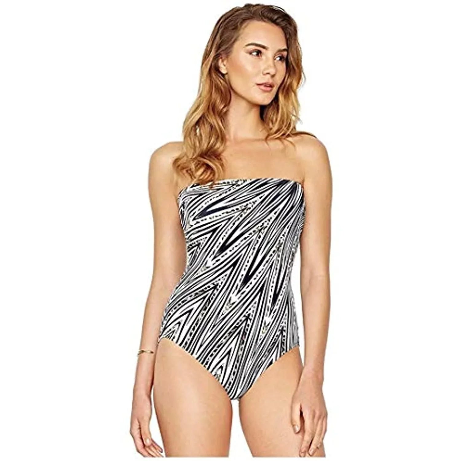 Gottex Women's Piece Swimsuit One Black/White Bandeau (10-Medium)