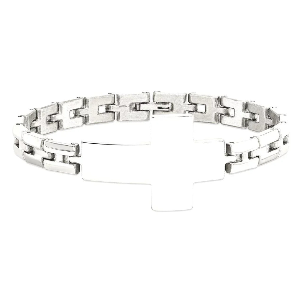 Cross 8 Inch Bracelet Steel Steel Polished Primal Link Stainless