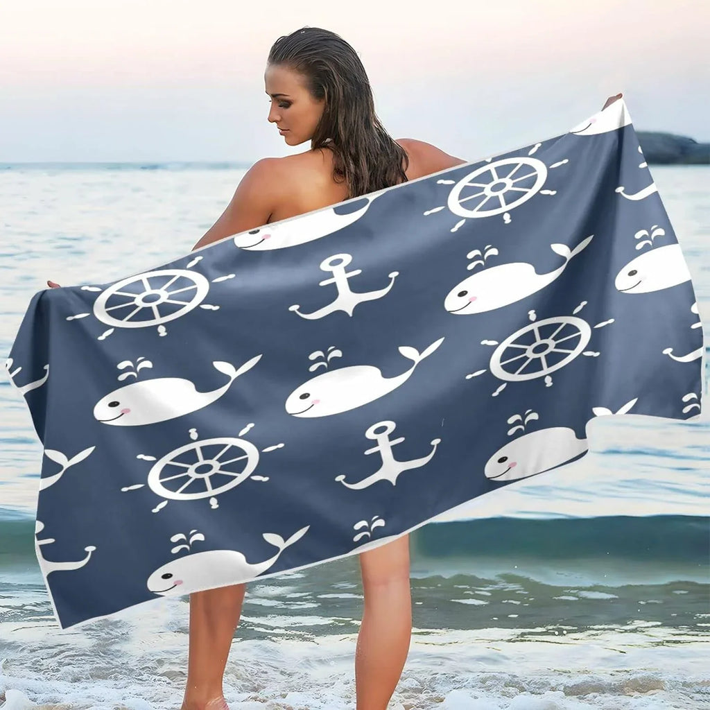 Super Quick Travel Beach - Anchor - Lightweight Swimming Towel Holiday Camping （429） Oversized Dry Bestwell Retro for Whale Absorbent Towels Compact Towel Cartoon