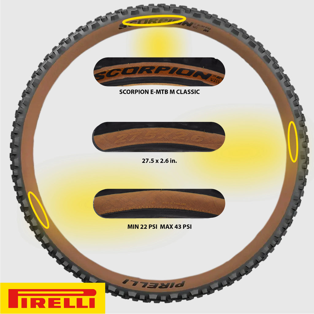 Tire and E-Bike MTB, Trail Bike E-Mountain Pirelli E-MTB Tire, SmarTUBE Versatile Enduro Terrain, Mountain Bicycle Mixed for Clincher Tubeless 27.5 23/32-622 2.6 Ready Scorpion M + Use, x TLR