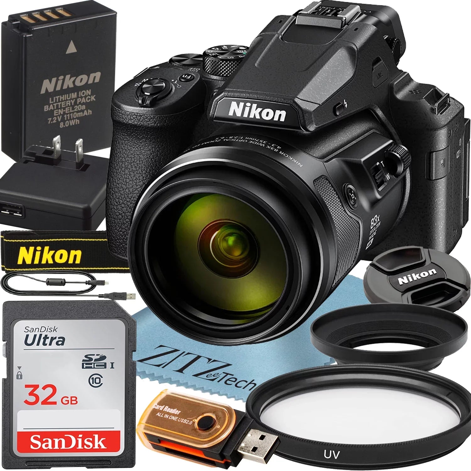 Memory 32GB Card + COOLPIX with Filter P950 Accesory Digital Nikon UV SanDisk ZeeTech Camera +