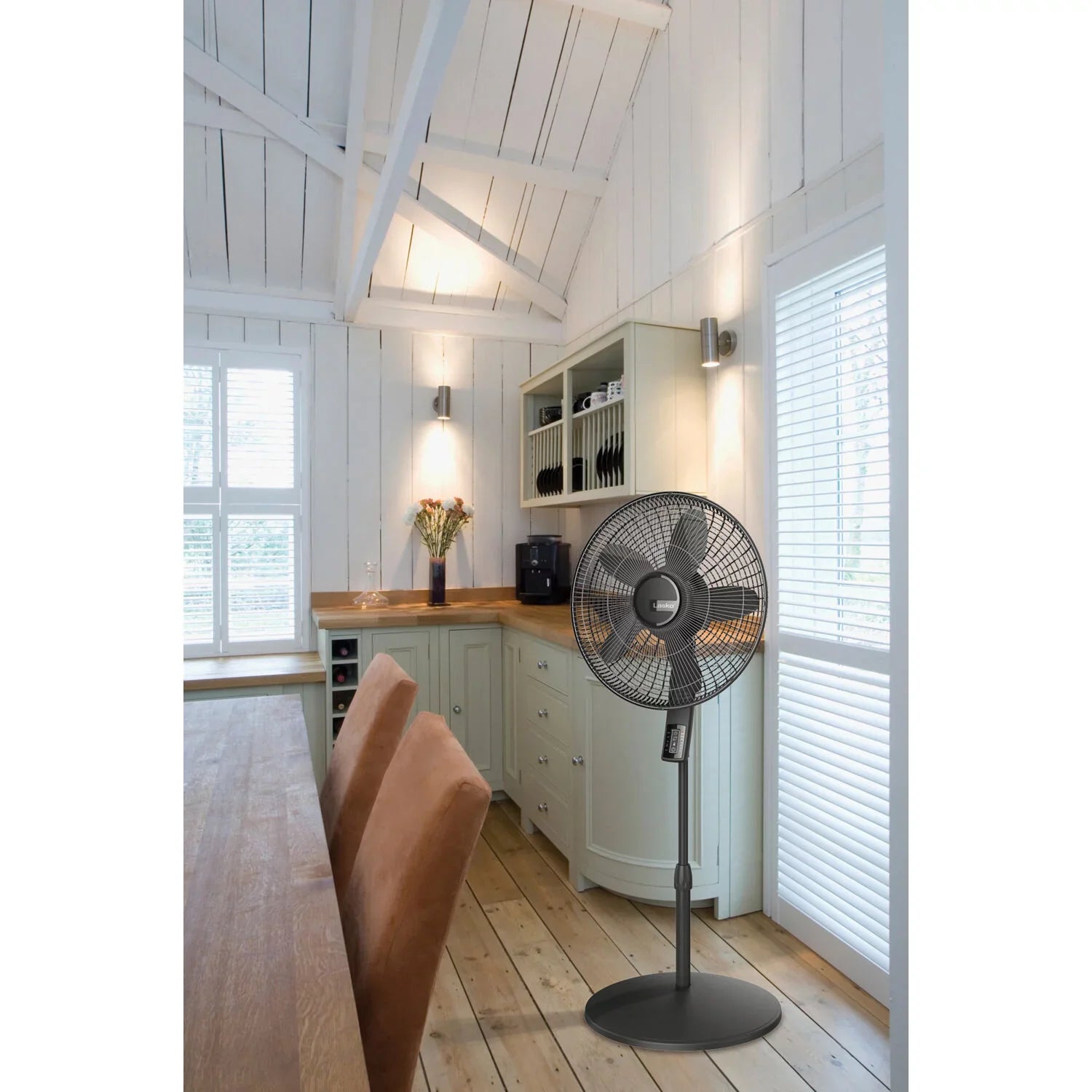 Pedestal Black with Elite Thermostat, Control Adjustable Fan Lasko Remote Blade and Quiet Collection