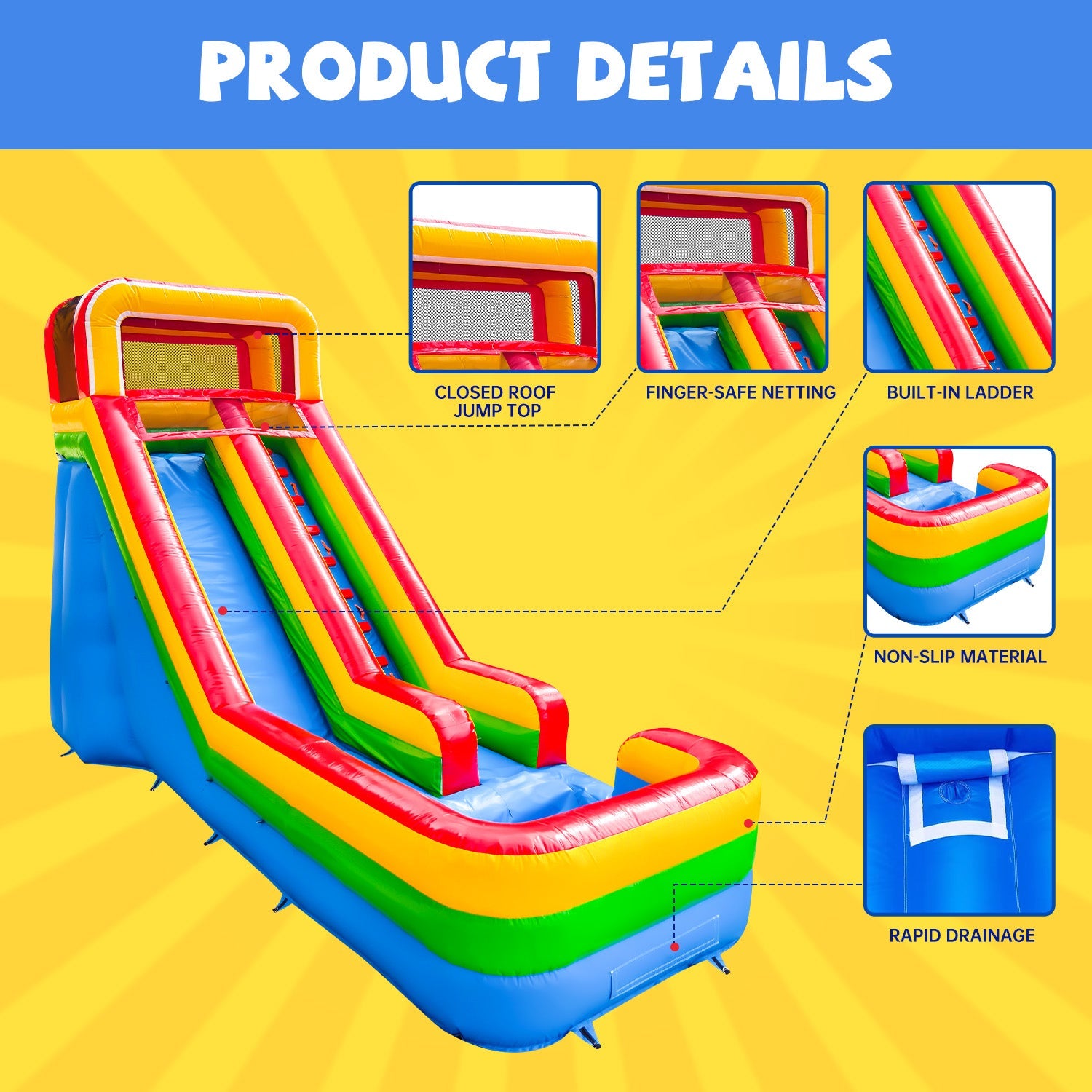 Grade liquid Slide Blower, Up 16 Slide Splash liquid exterior Slides FT Fun, Backyard Slide liquid for GOOSH & Blow Kid Pool Inflatable with Air Climbing Wall, Commercial Inflatable-