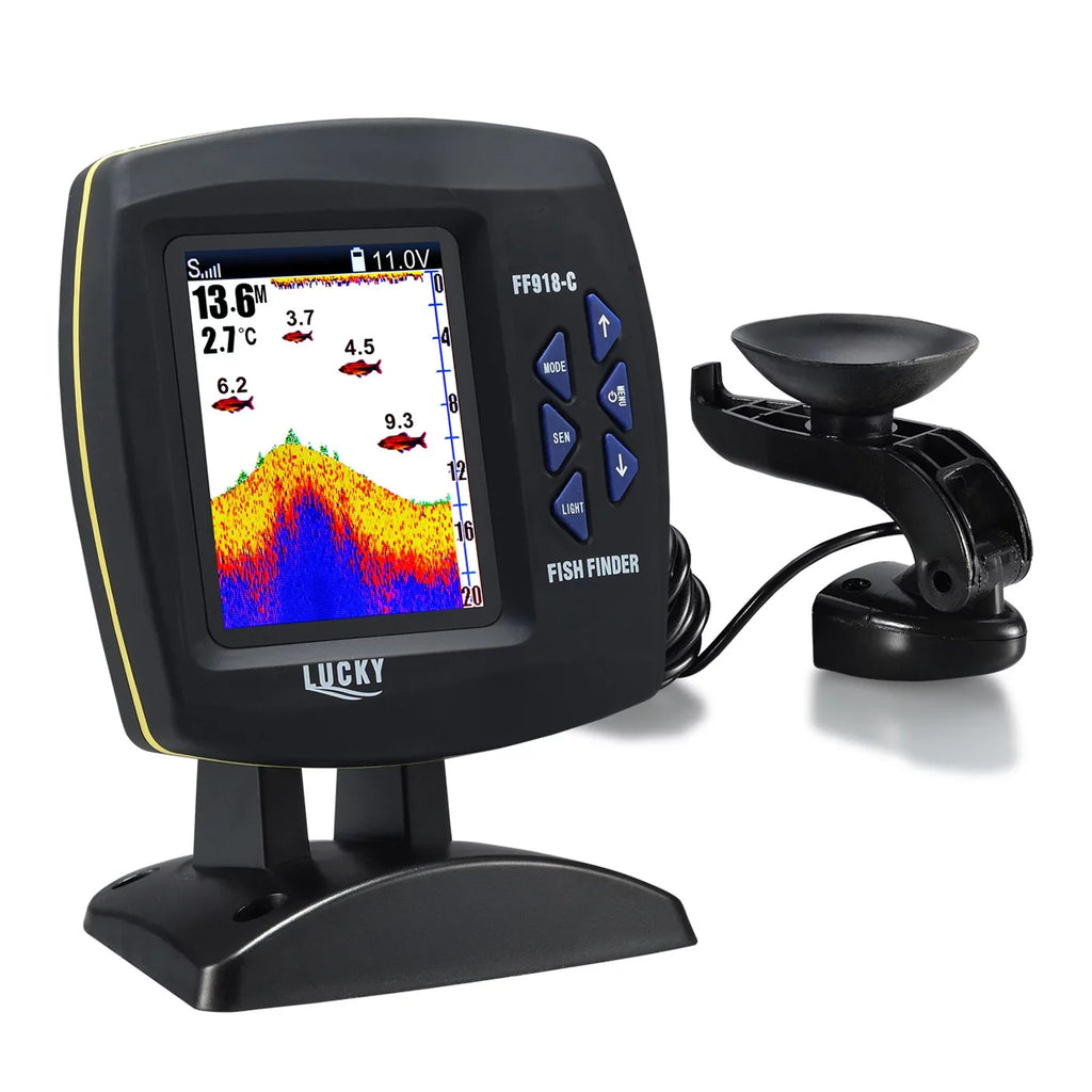 Fish Sensor LCD Fishfinder Finder Underwater Monitor Fishing Locator Underwater Fish Boat Portable Detector Transducer Tomshoo Fish Degrees 45 Finder Fishfinder Wired Fish Waterproof