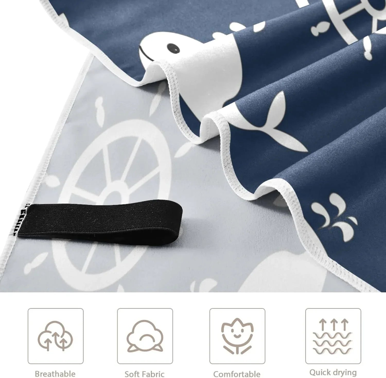 Super Quick Travel Beach - Anchor - Lightweight Swimming Towel Holiday Camping （429） Oversized Dry Bestwell Retro for Whale Absorbent Towels Compact Towel Cartoon