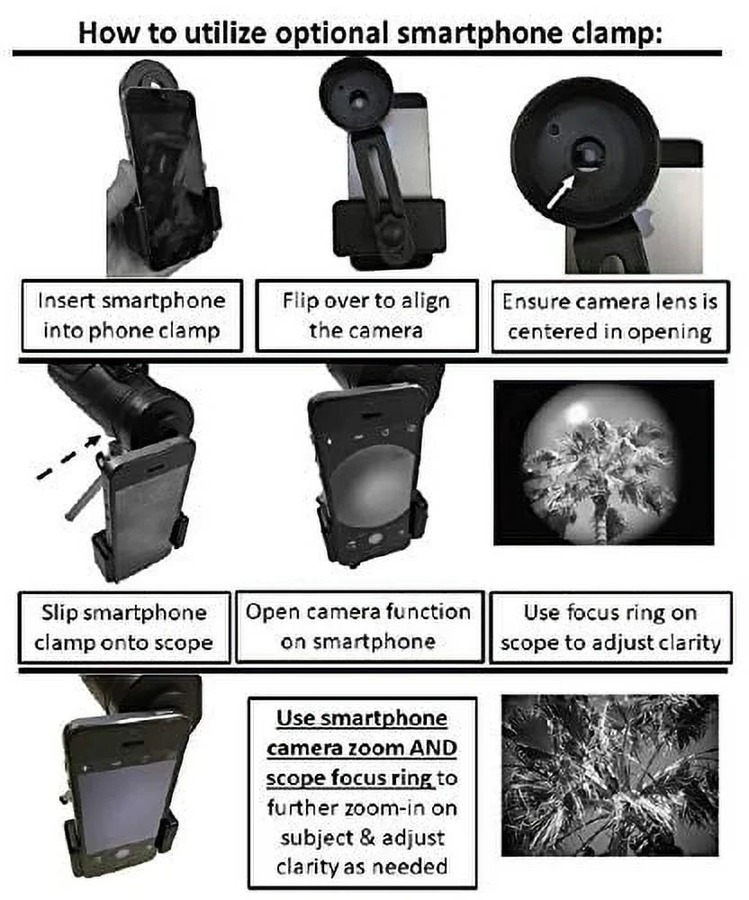 Caps Adapter, Phone (One Tripod, Lens + Focus) Falcon & High Definition Finger Case Mini Monocular Authentic Roxant