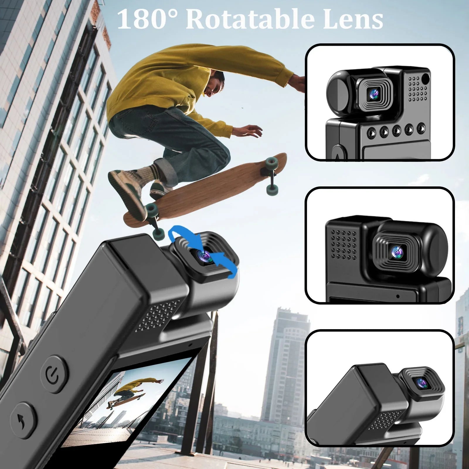 GoolRC Camera Hour 180°Lens and Screen, Rotatable, with Day WiFi, Night Recording, Video Document Life, Your 1.3in Audio 6 Battery Body TFT Vision