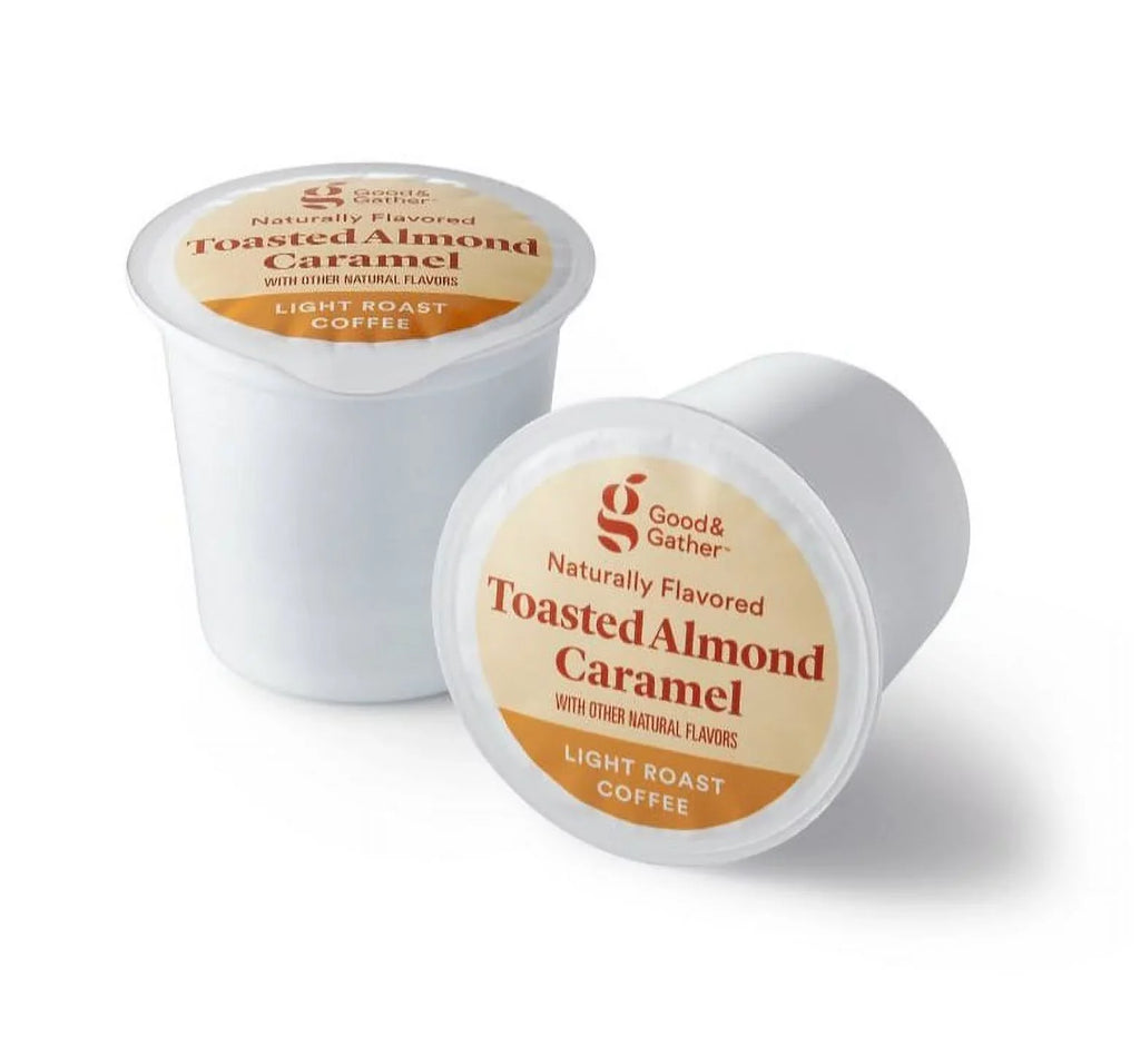 Roast Naturally pack Light Almond Coffee - 16ct Caramel Serve Pods Single Toasted 2 Flavored