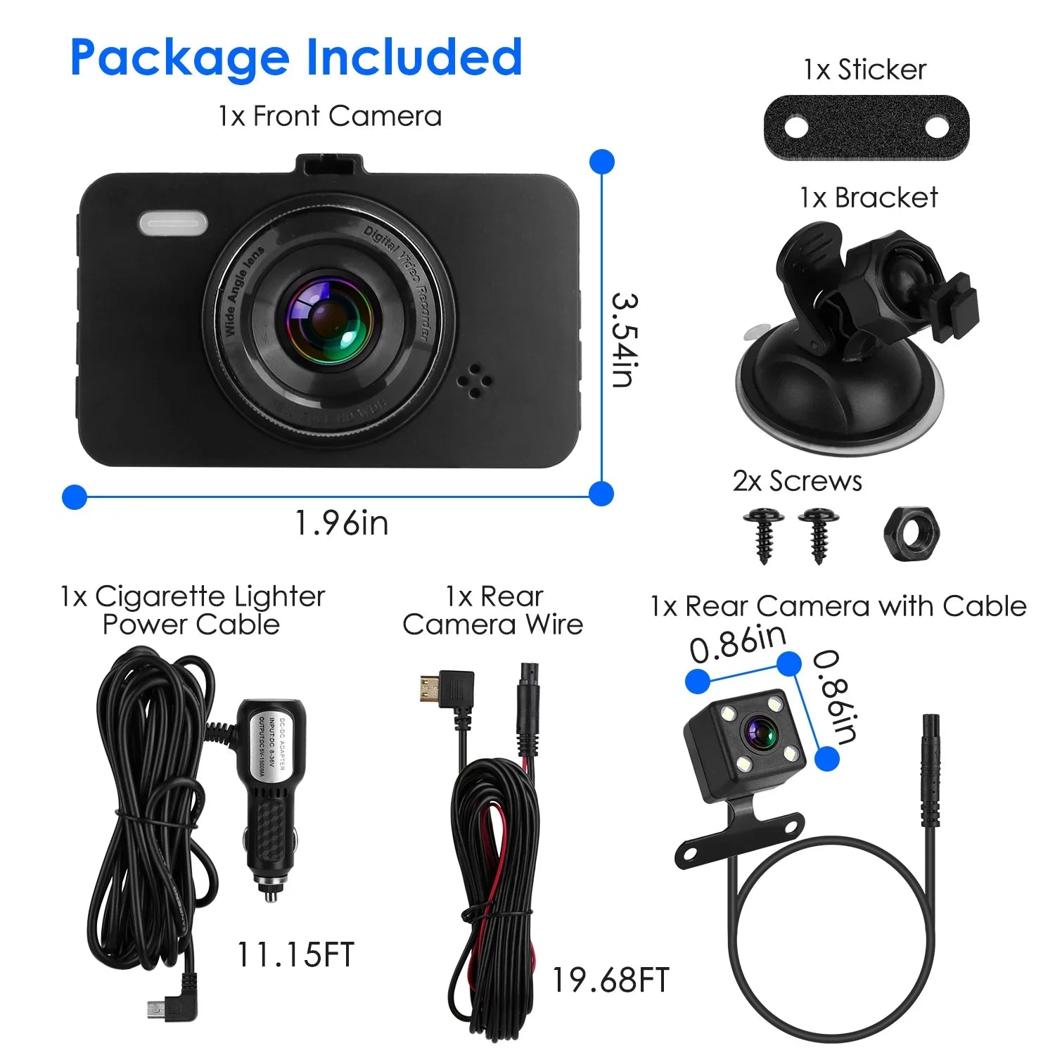 Detection with Video Camera Night Not 1080P Motion Front Rear Car Loop iMounTEK Included) Dual DVR MMC G-Sensor (32G Dash Recorder Cam Vision Recording Car Card