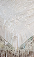 Manton Manila Stole Canton Shawl Champagne Silk De Spanish Wrap
