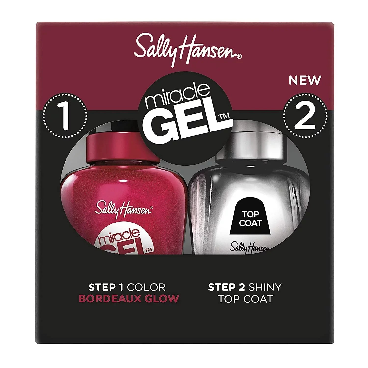Nail Gel Hansen Bordeaux Sally Duo Polish, Miracle Glow Pack