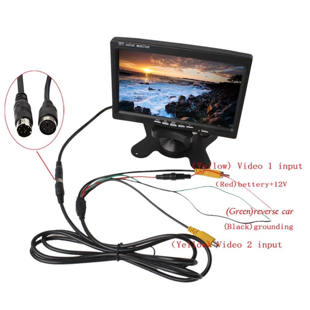 Rear For Built-in Backup TFT Monitor Car AV Monitor Speaker HD Trailer HD View Camera Inch RV Display Display Input Screen Screen 7 Trucks Reverse Bus 1024x600